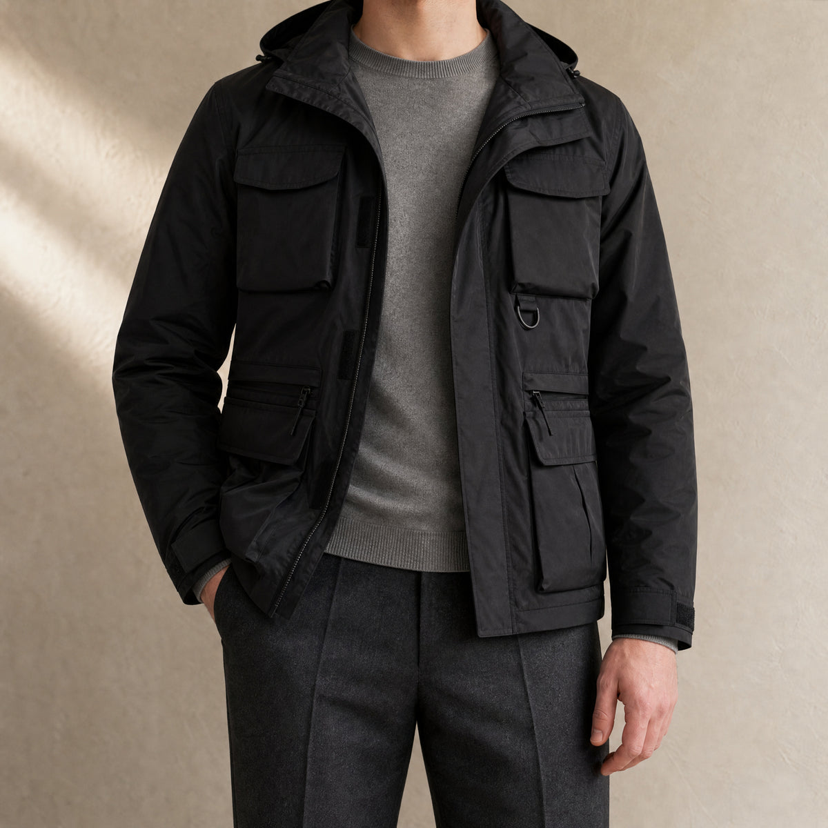 Yew Convertible Cargo Jacket in Black